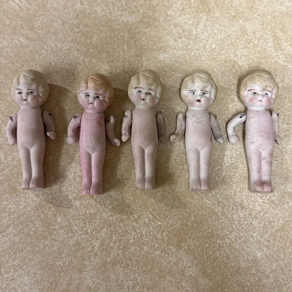 Vintage Occupied Japan Bisque Porcelain Doll Dolls Mini Figurines Jointed Lot 5 - Picture 2 of 14